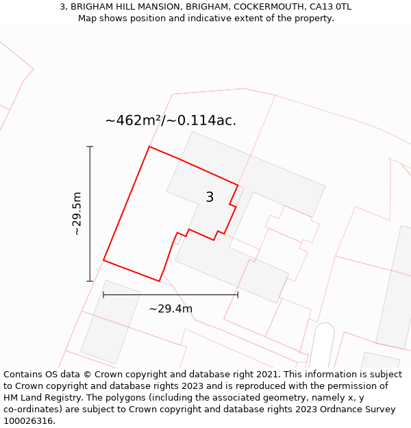 3, BRIGHAM HILL MANSION, BRIGHAM, COCKERMOUTH, CA13 0TL: Plot and title map