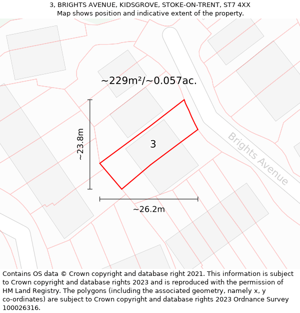 3, BRIGHTS AVENUE, KIDSGROVE, STOKE-ON-TRENT, ST7 4XX: Plot and title map