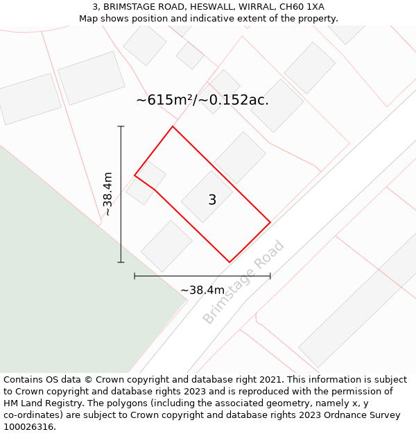 3, BRIMSTAGE ROAD, HESWALL, WIRRAL, CH60 1XA: Plot and title map