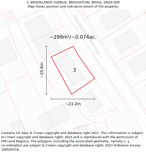 3, BROOKLANDS AVENUE, BROUGHTON, BRIGG, DN20 0DP: Plot and title map