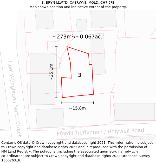 3, BRYN LLWYD, CAERWYS, MOLD, CH7 5FE: Plot and title map