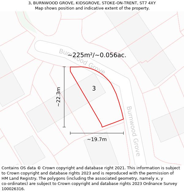 3, BURNWOOD GROVE, KIDSGROVE, STOKE-ON-TRENT, ST7 4XY: Plot and title map