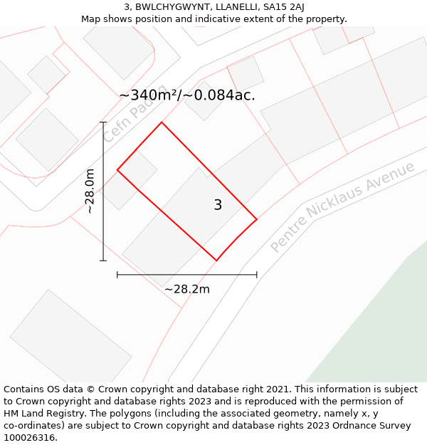 3, BWLCHYGWYNT, LLANELLI, SA15 2AJ: Plot and title map