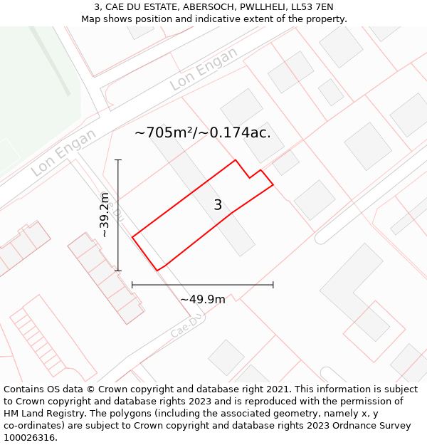 3, CAE DU ESTATE, ABERSOCH, PWLLHELI, LL53 7EN: Plot and title map