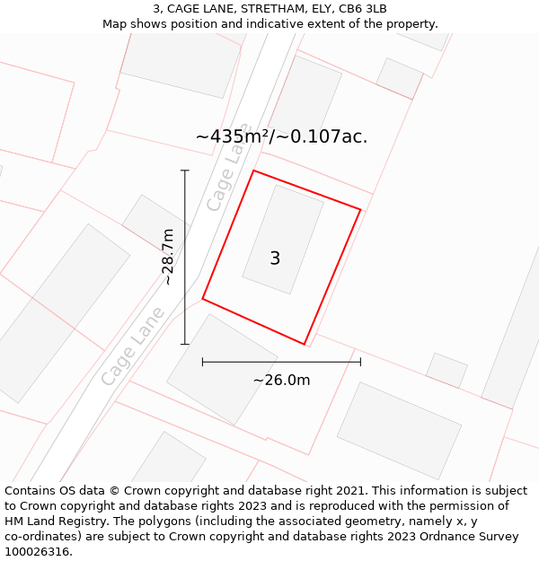 3, CAGE LANE, STRETHAM, ELY, CB6 3LB: Plot and title map