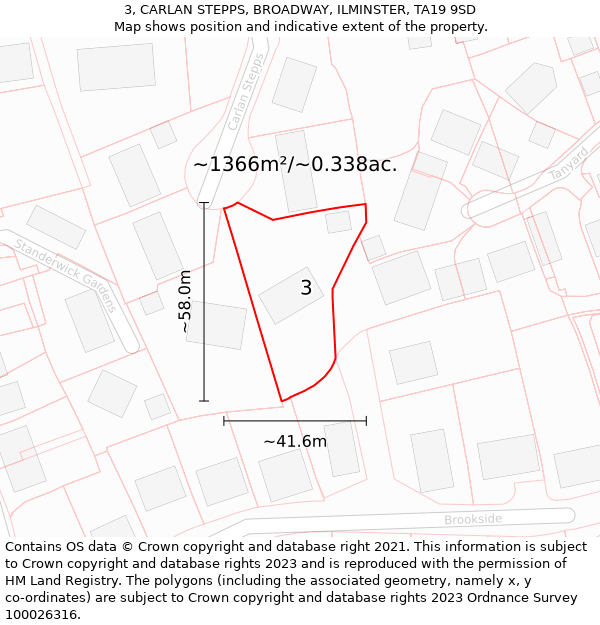 3, CARLAN STEPPS, BROADWAY, ILMINSTER, TA19 9SD: Plot and title map