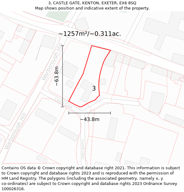 3, CASTLE GATE, KENTON, EXETER, EX6 8SQ: Plot and title map