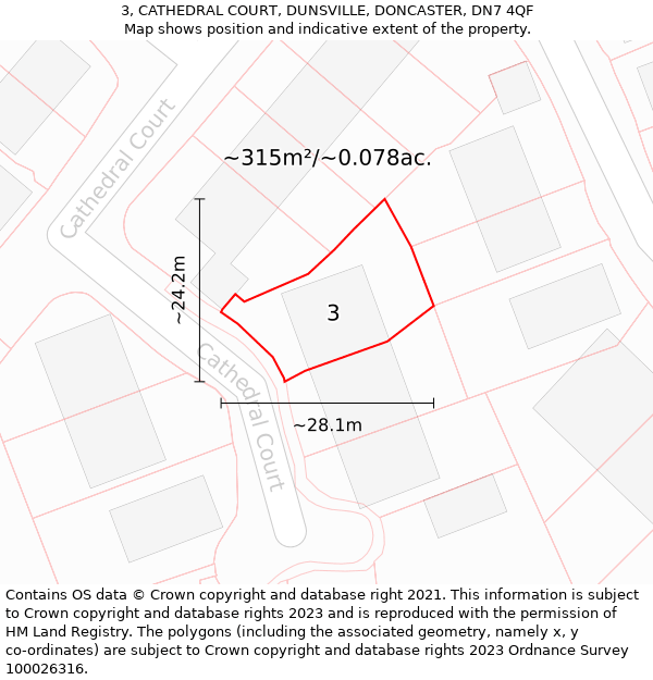 3, CATHEDRAL COURT, DUNSVILLE, DONCASTER, DN7 4QF: Plot and title map