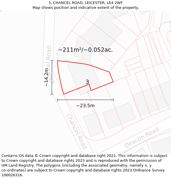 3, CHANCEL ROAD, LEICESTER, LE4 2WF: Plot and title map