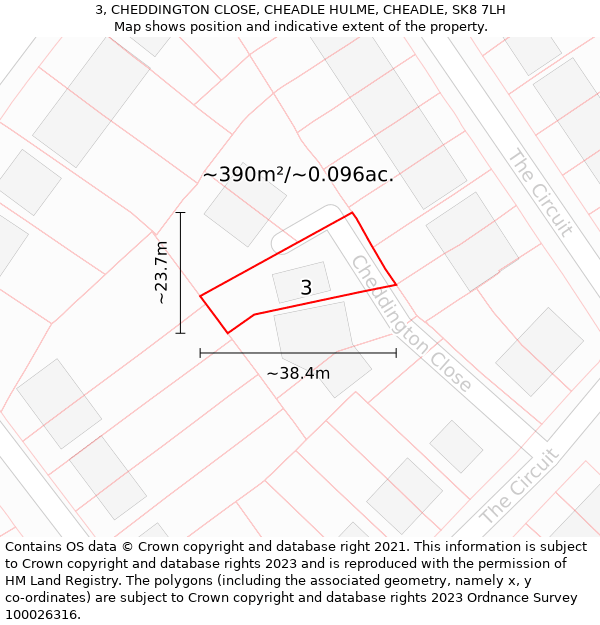 3, CHEDDINGTON CLOSE, CHEADLE HULME, CHEADLE, SK8 7LH: Plot and title map