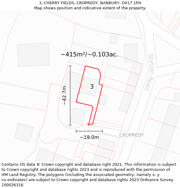 3, CHERRY FIELDS, CROPREDY, BANBURY, OX17 1PH: Plot and title map