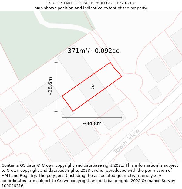 3, CHESTNUT CLOSE, BLACKPOOL, FY2 0WR: Plot and title map