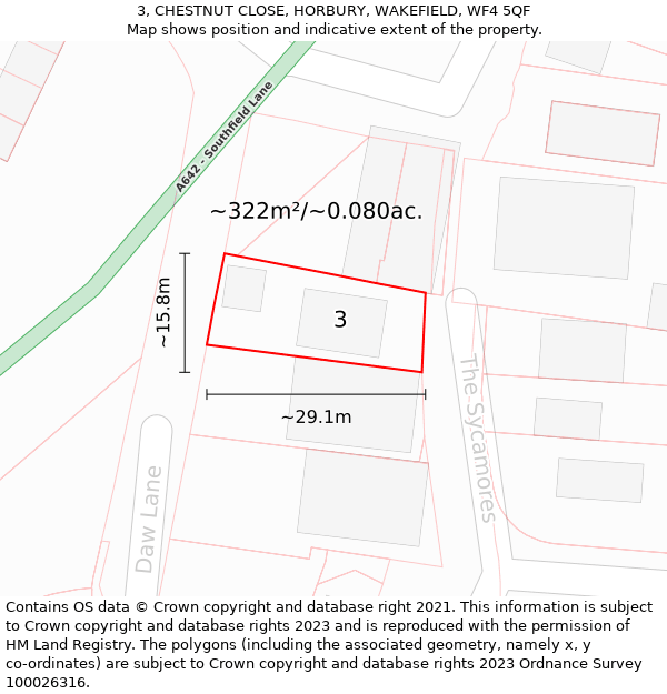 3, CHESTNUT CLOSE, HORBURY, WAKEFIELD, WF4 5QF: Plot and title map