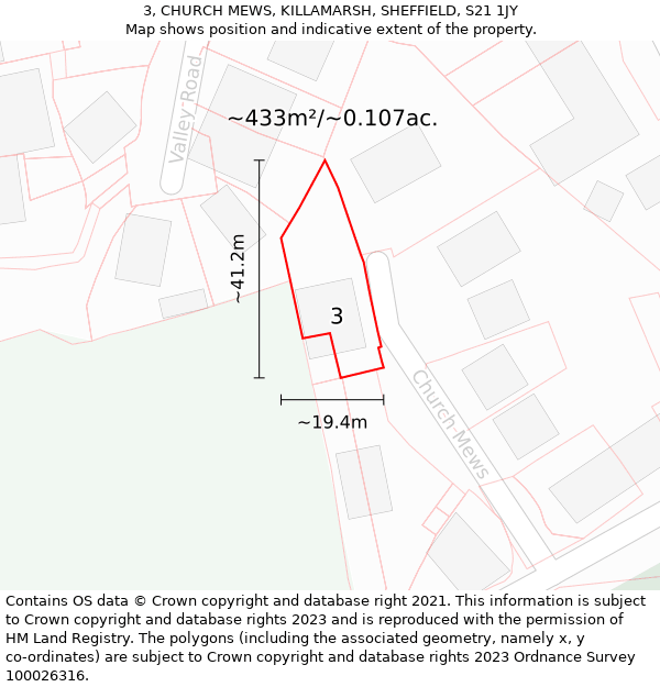 3, CHURCH MEWS, KILLAMARSH, SHEFFIELD, S21 1JY: Plot and title map