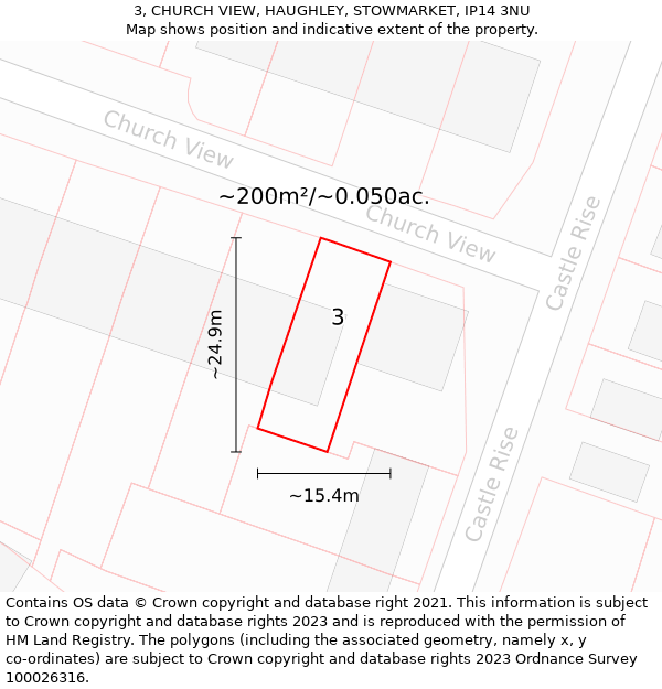 3, CHURCH VIEW, HAUGHLEY, STOWMARKET, IP14 3NU: Plot and title map