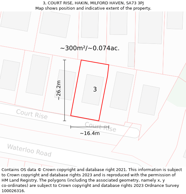 3, COURT RISE, HAKIN, MILFORD HAVEN, SA73 3PJ: Plot and title map