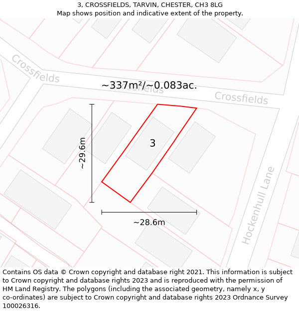 3, CROSSFIELDS, TARVIN, CHESTER, CH3 8LG: Plot and title map