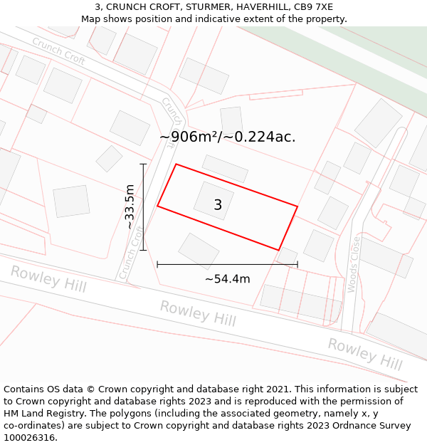 3, CRUNCH CROFT, STURMER, HAVERHILL, CB9 7XE: Plot and title map