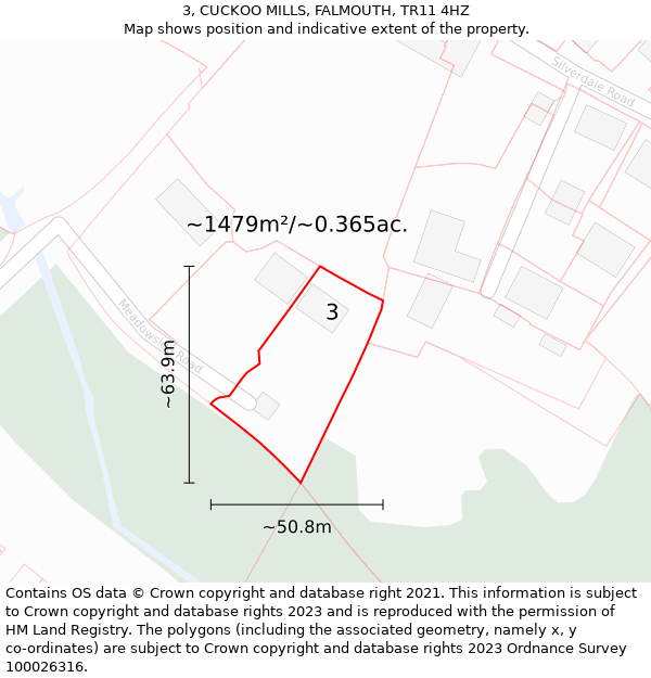 3, CUCKOO MILLS, FALMOUTH, TR11 4HZ: Plot and title map