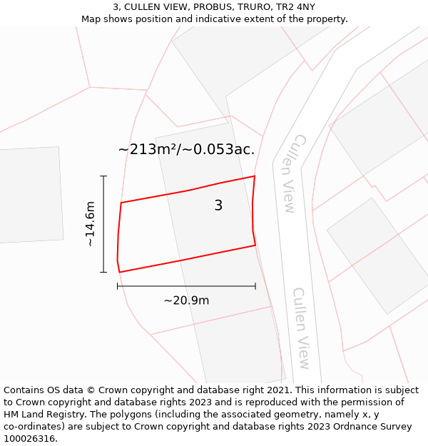 3, CULLEN VIEW, PROBUS, TRURO, TR2 4NY: Plot and title map