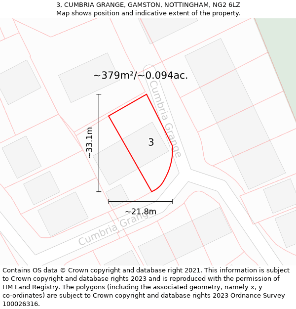 3, CUMBRIA GRANGE, GAMSTON, NOTTINGHAM, NG2 6LZ: Plot and title map