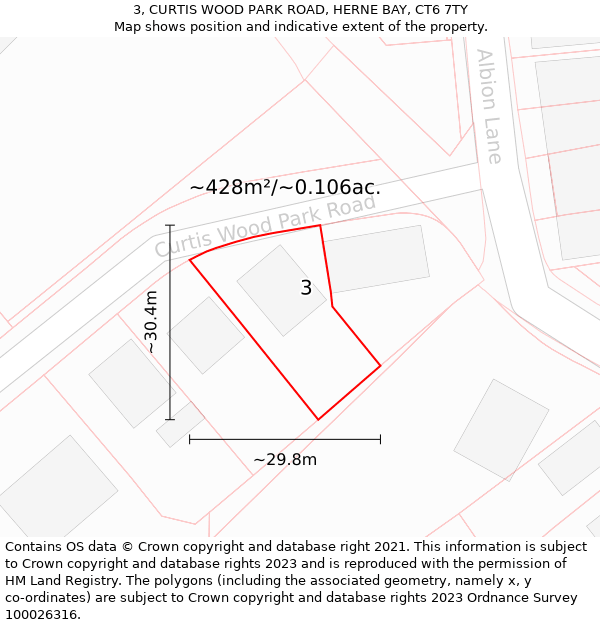 3, CURTIS WOOD PARK ROAD, HERNE BAY, CT6 7TY: Plot and title map