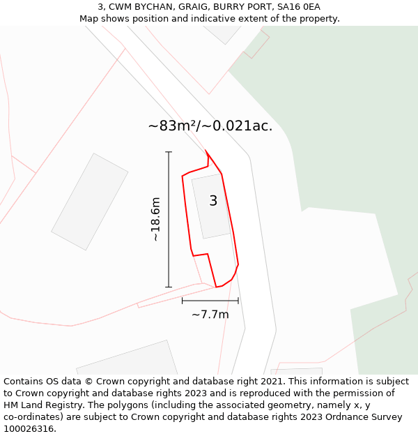 3, CWM BYCHAN, GRAIG, BURRY PORT, SA16 0EA: Plot and title map