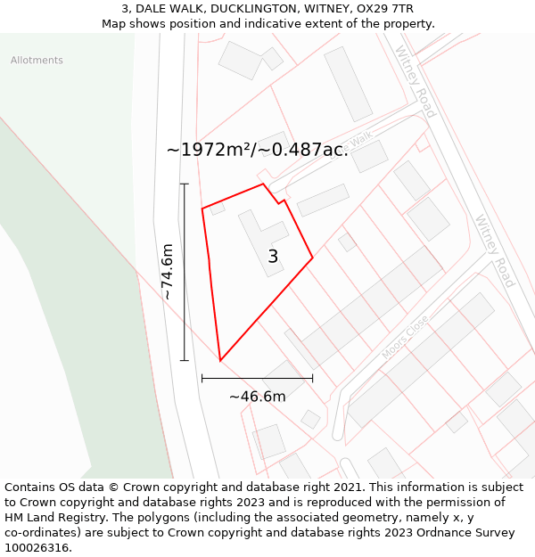 3, DALE WALK, DUCKLINGTON, WITNEY, OX29 7TR: Plot and title map