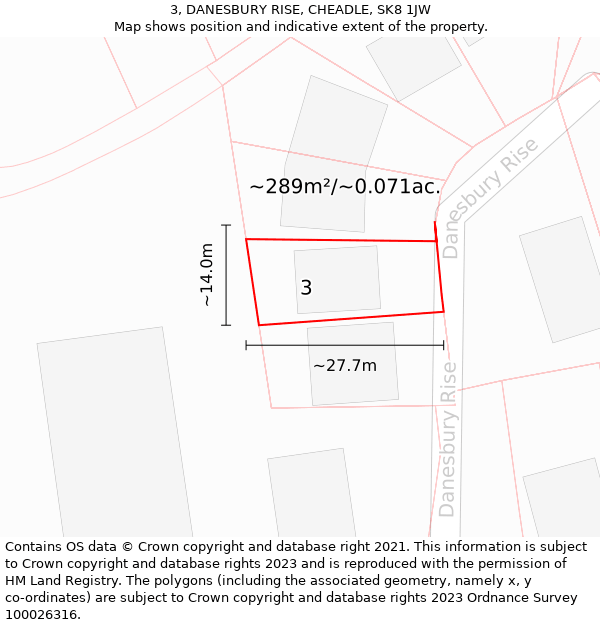 3, DANESBURY RISE, CHEADLE, SK8 1JW: Plot and title map