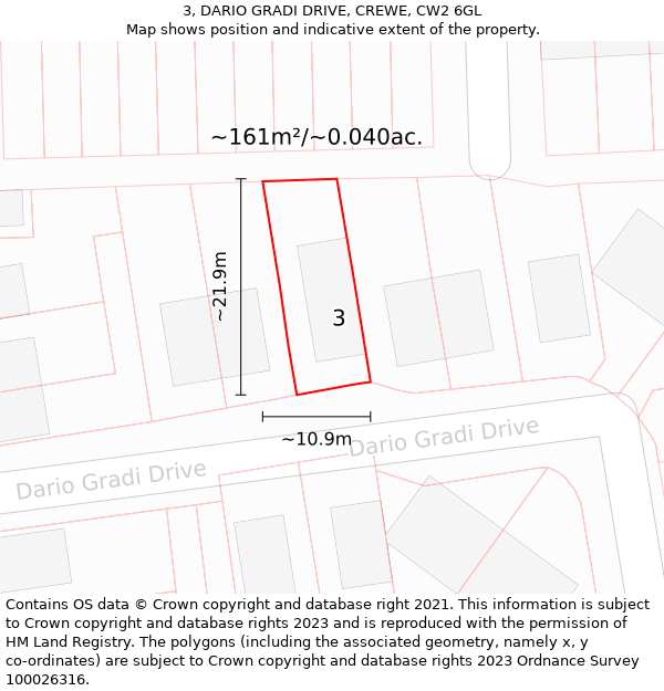 3, DARIO GRADI DRIVE, CREWE, CW2 6GL: Plot and title map