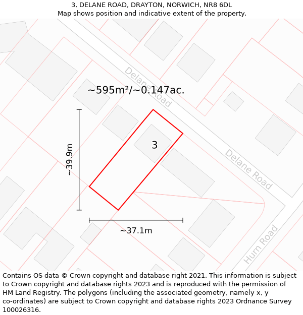 3, DELANE ROAD, DRAYTON, NORWICH, NR8 6DL: Plot and title map