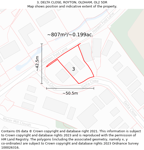 3, DELTA CLOSE, ROYTON, OLDHAM, OL2 5DR: Plot and title map