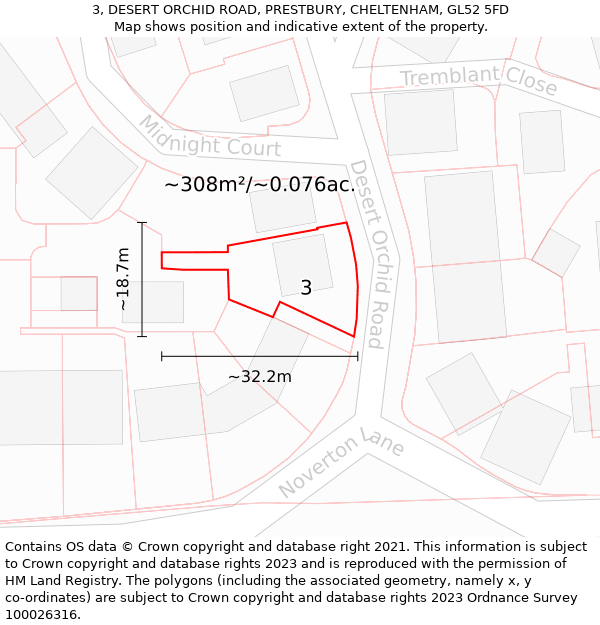 3, DESERT ORCHID ROAD, PRESTBURY, CHELTENHAM, GL52 5FD: Plot and title map