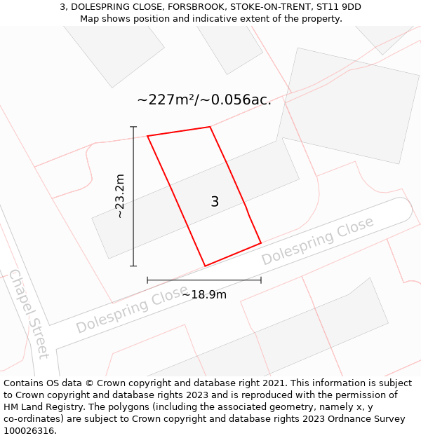 3, DOLESPRING CLOSE, FORSBROOK, STOKE-ON-TRENT, ST11 9DD: Plot and title map