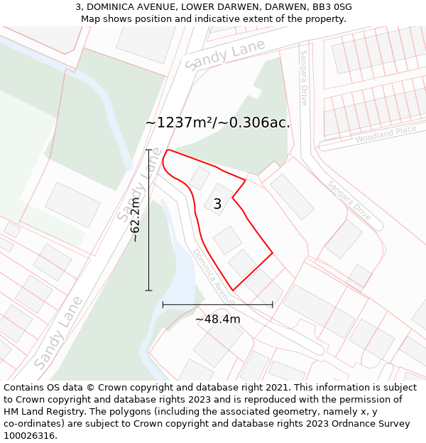 3, DOMINICA AVENUE, LOWER DARWEN, DARWEN, BB3 0SG: Plot and title map