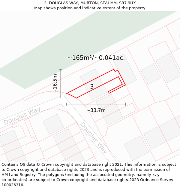 3, DOUGLAS WAY, MURTON, SEAHAM, SR7 9HX: Plot and title map