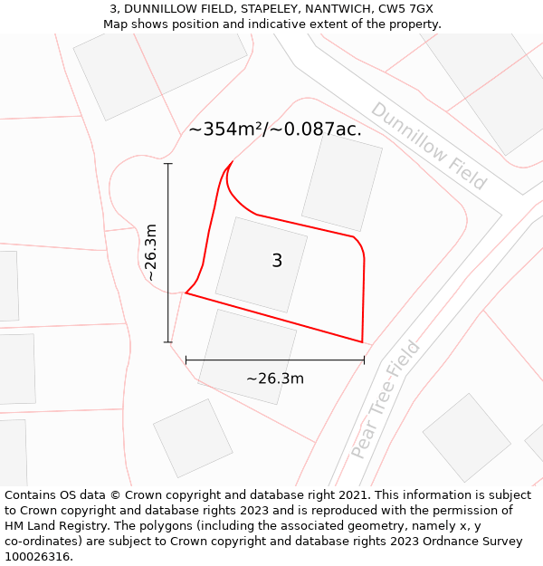 3, DUNNILLOW FIELD, STAPELEY, NANTWICH, CW5 7GX: Plot and title map