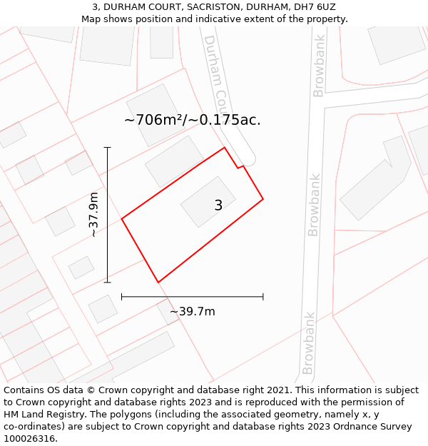 3, DURHAM COURT, SACRISTON, DURHAM, DH7 6UZ: Plot and title map