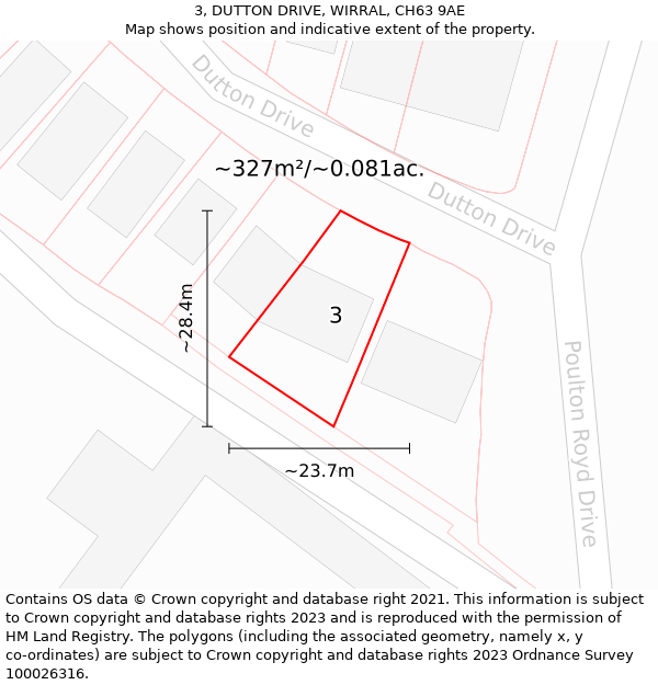 3, DUTTON DRIVE, WIRRAL, CH63 9AE: Plot and title map