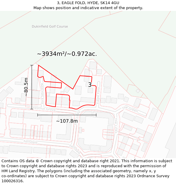 3, EAGLE FOLD, HYDE, SK14 4GU: Plot and title map