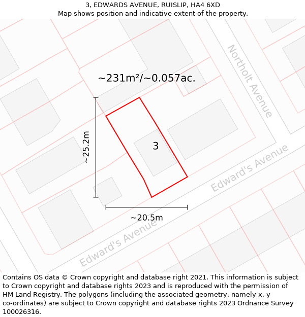 3, EDWARDS AVENUE, RUISLIP, HA4 6XD: Plot and title map