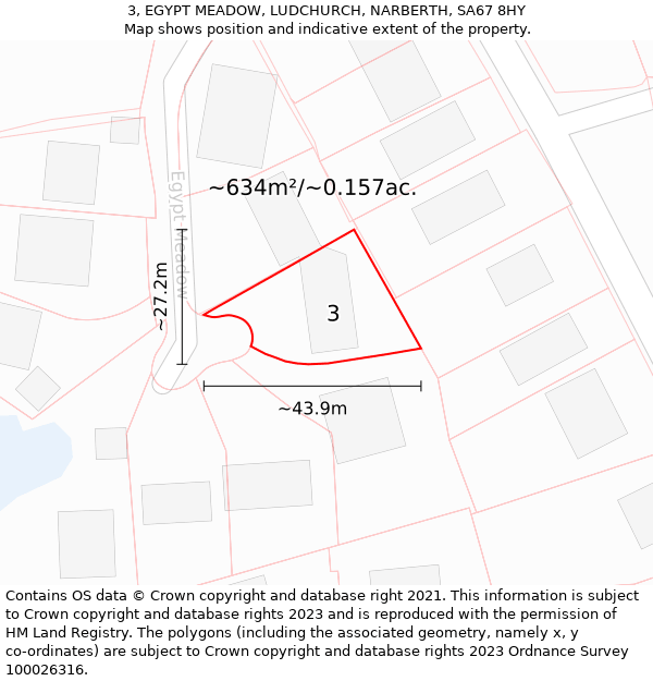 3, EGYPT MEADOW, LUDCHURCH, NARBERTH, SA67 8HY: Plot and title map