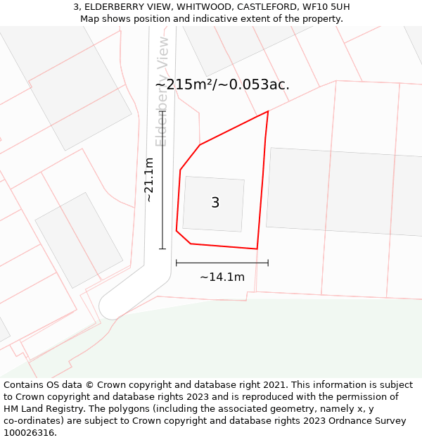 3, ELDERBERRY VIEW, WHITWOOD, CASTLEFORD, WF10 5UH: Plot and title map