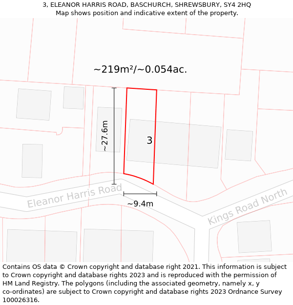 3, ELEANOR HARRIS ROAD, BASCHURCH, SHREWSBURY, SY4 2HQ: Plot and title map