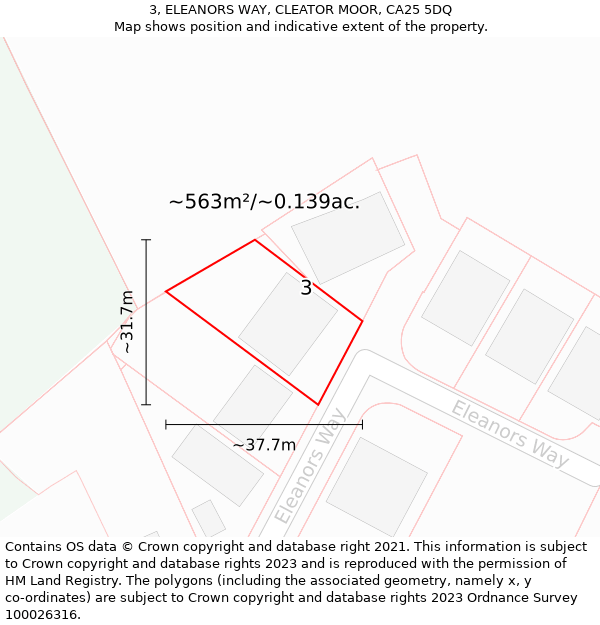 3, ELEANORS WAY, CLEATOR MOOR, CA25 5DQ: Plot and title map