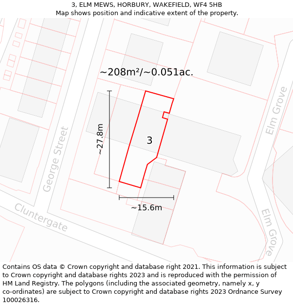 3, ELM MEWS, HORBURY, WAKEFIELD, WF4 5HB: Plot and title map