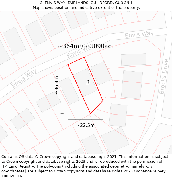 3, ENVIS WAY, FAIRLANDS, GUILDFORD, GU3 3NH: Plot and title map