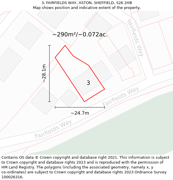 3, FAIRFIELDS WAY, ASTON, SHEFFIELD, S26 2HB: Plot and title map