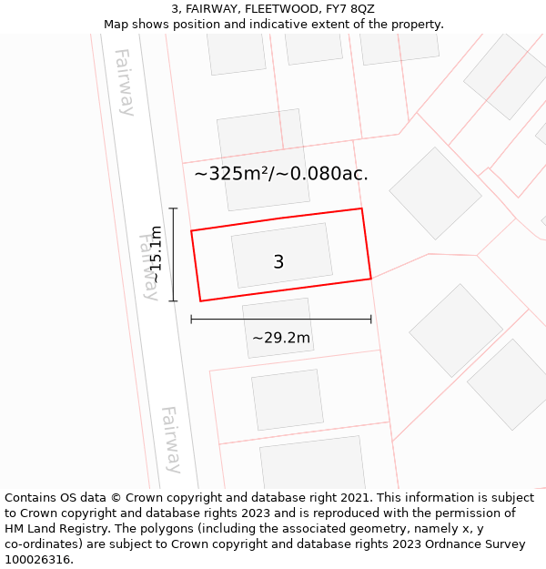 3, FAIRWAY, FLEETWOOD, FY7 8QZ: Plot and title map