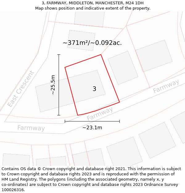 3, FARMWAY, MIDDLETON, MANCHESTER, M24 1DH: Plot and title map